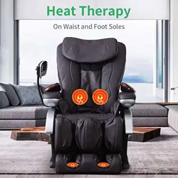 Full Body Electric Shiatsu Massage Chair Recliner with Built-in Heat Therapy Air Massage System Stretch Vibrating for Home Office Living Room PS4,Brown