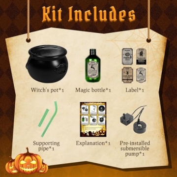 Voplintra Cauldron Halloween Decor with Floating Potion Bottles & Fog Maker - Indoor Halloween Decor...