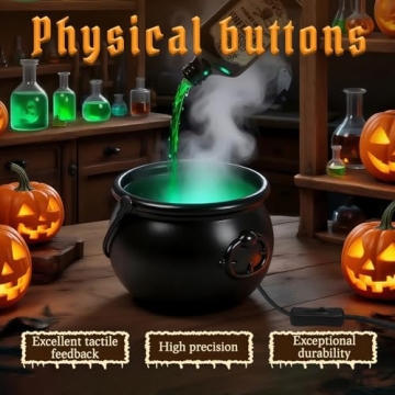 Voplintra Cauldron Halloween Decor with Floating Potion Bottles & Fog Maker - Indoor Halloween Decor for Home, Party, Mantel, Table & Spooky Gifts.