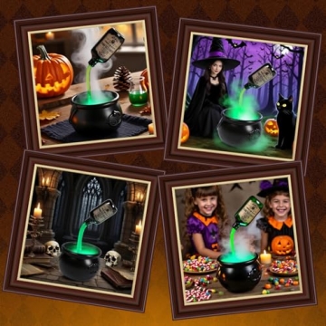 Voplintra Cauldron Halloween Decor with Floating Potion Bottles & Fog Maker - Indoor Halloween Decor for Home, Party, Mantel, Table & Spooky Gifts.
