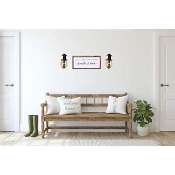 Farmhouse Decor - Modern Rustic Wall Art Home Decor - Always Stay Humble and Kind - Solid Wood Framed Printed Sign for All room Decoration- Size 8x17 Inches