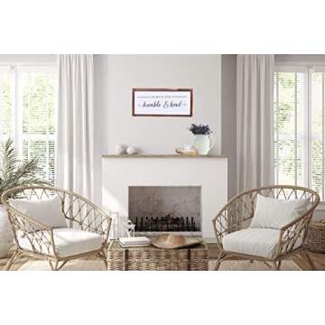 Farmhouse Decor - Modern Rustic Wall Art Home Decor - Always Stay Humble and Kind - Solid Wood Framed Printed Sign for All room Decoration- Size 8x17 Inches