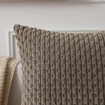 Kevin Textile Pack of 2 Light Brown Lumbar Decorative Throw Pillow Covers 12x20 Inch for Living Room Couch Soft Corduroy Rectangle Solid Cushion Case 30x50 cm Rustic Farmhouse Boho Home Decor