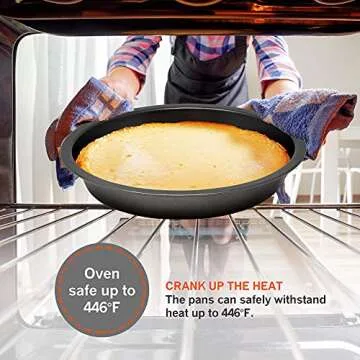 Perlli Baking Pan 10 Piece Set Nonstick Carbon Steel Gray Oven Bakeware Kitchen Set, 2 Cookie Sheets, 2 Round Cake Pans, Square Pan, Roasting Pan, Loaf Pan, Crisp Pan, Pizza Crisper, & Muffin Pan