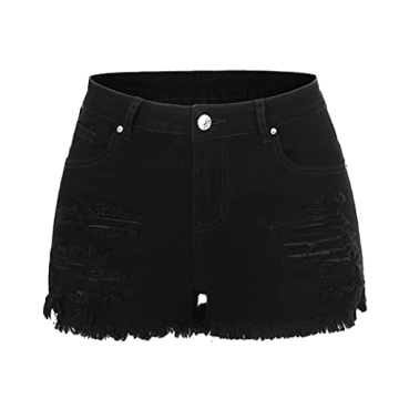 Stylish THUNDER STAR Women's Ripped Stretchy Jean Shorts