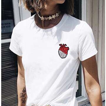 Unique Anatomical Red Heart Iron-On Patches for Personal Style