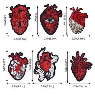 Stylish Anatomical Heart Embroidered Iron-On Patches