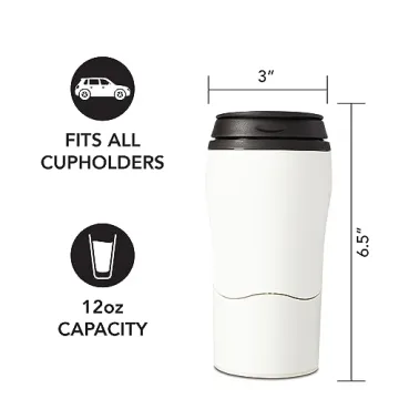 Mighty Mug Plastic Travel Mug, No Spill Double Wall Tumbler, Cold/Hot, Cup-Holder Friendly, Dishwasher Safe, (Cream, 12oz)