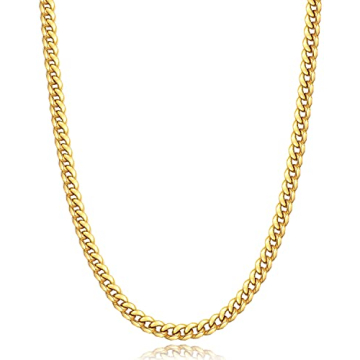 Momlovu Gold Chain for Men and Women Boys, 18K Gold Plated Men and Women's Necklaces Chain Cuban Lin...