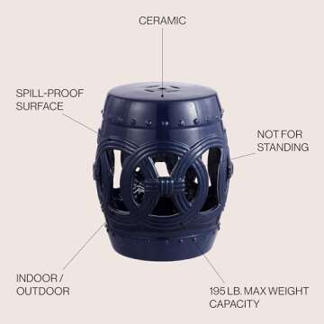 Stylish JONATHAN Y 16" Garden Stool - Indoor/Outdoor Decor