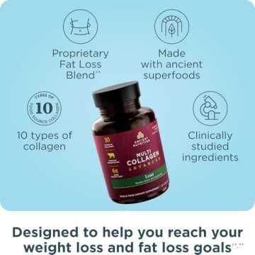 Ancient Nutrition Advanced Collagen Protein Lean with Probiotics, Hydrolyzed Collagen Peptides Supports Healthy Weight Loss* and Fat Loss*, 90 Count