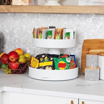 Mind Reader 2-Tier Snack Carousel for Easy Organization