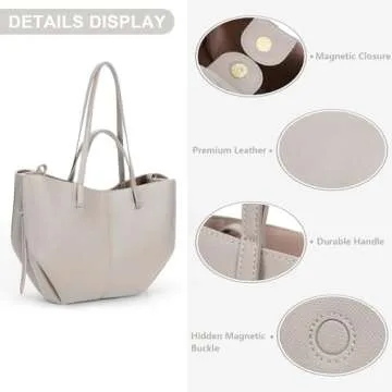 Juoxeepy Work Bag Faux Leather Tote Bag for Women Trendy Handbag Purse Fall Shoulder Bag with Magnetic Closure