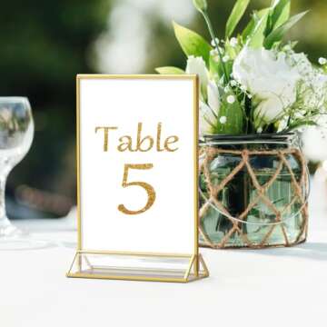 MaxGear 4x6 Gold Acrylic Sign Holder 12 Pack - Elegant Table Displays