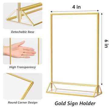 MaxGear 4x6 Gold Acrylic Sign Holders - Versatile Elegance