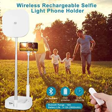 Ubuyhere Phone Stand for Recording Retractable Remote Ring Light with Stand and Phone Holder 2 Light Stand for TikTok/Makeup/Online Classes