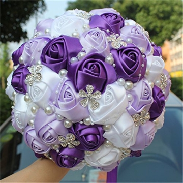 Stunning S-ssoy Wedding Bouquet with Free Corsage Included