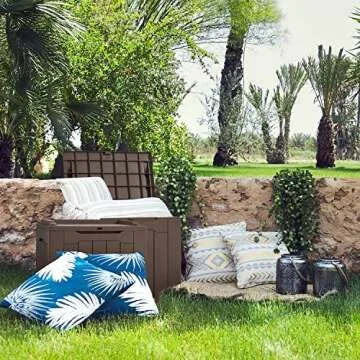 Stylish 31 Gallon Waterproof Deck Box for Outdoor Storage