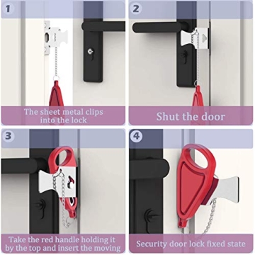 Portable Door Lock, Travel Lock for Extra Security and Safety
