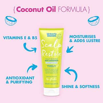 Umberto Giannini Scalp Restore Balancing Conditioner, Vegan & Cruelty Free Scalp Reviving Formula with Coconut Oil & Vitamin E, 8.5fl Oz