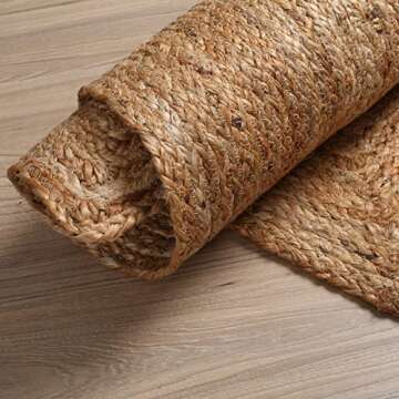Jute Braided Rug for Kitchen Entryway - 2'x3' Natural