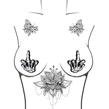 Neva Nude F You Skeleton Hand Glitter Pasties for Festivals