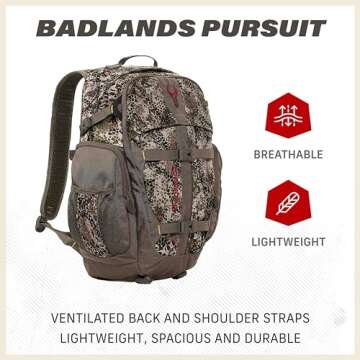 Badlands Pursuit Camouflage Hunting Day Pack - Bow and Rifle Compatible, Approach