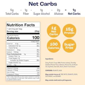 Schoolyard Snacks 12 Pack Keto Cereal Low Carb Sugar Free Cereal (Peanut Butter) - 15g High Protein ...