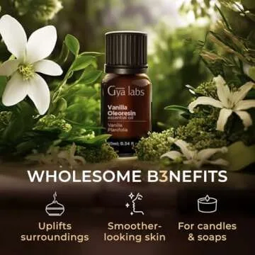 Gya Labs Vanilla Essential Oil for Skin - Vanilla Oleoresin Essential Oil - Vanilla Essential Oil for Diffuser & Candle Making Scent - Long Lasting Vanilla Oil Perfume (0.34 fl oz)
