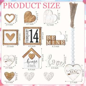 Marsui 19 Pcs Love Heart Tiered Tray Decor Set, Heart Wooden Table Sign Rustic Farmhouse Tray Signs Table Decoration for Home Kitchen(Neutral Style)