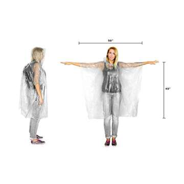 Lingito Rain Poncho, Disposable Emergency Rain Ponchos for Men, Women & Teens, clear with Individual...