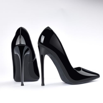 GENSHUO Women's 4.7 Inch Sexy Stiletto Heels - All Black