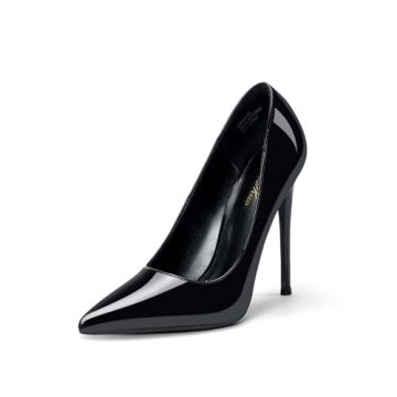 GENSHUO Women's 4.7 Inch Sexy Stiletto Heels - All Black