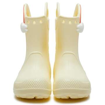 Crocs Handle It Rain Boots (Big Little Kid), Buttercream/Rainbow, 3 US Unisex