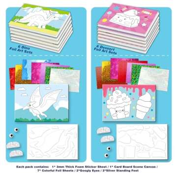 MERRYDO Foil Fun Arts and Crafts Kit for Kids | Mess-Free Foil Art for Kids Ages 4-8, 6-8, 4-6 | DIY...