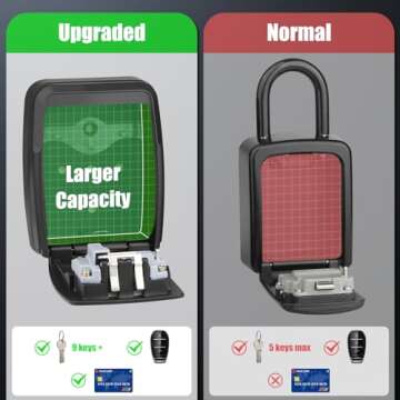 Lock Box,Key Lock Box with Code,Large Lock Box for House Key Portable Lock box for Keys,4 Digit Comb...