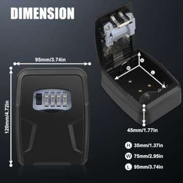 Lock Box,Key Lock Box with Code,Large Lock Box for House Key Portable Lock box for Keys,4 Digit Combination Key Safe Storage,Waterproof Key Lock Box Wall Mounted for Outdoor Home Garage Office Garden