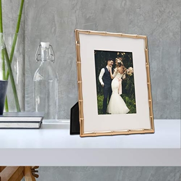 Gold Bamboo Metal Picture Frame with Mat 8x10 5x7