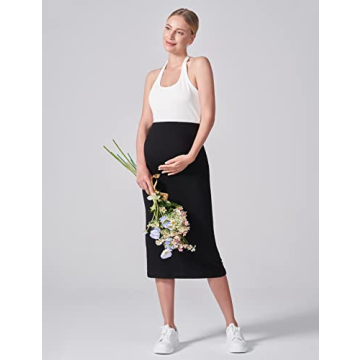 POSHDIVAH Maternity Skirt Stretchy Comfortable Stylish