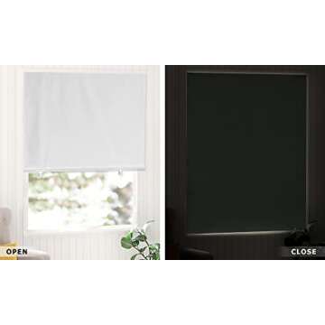 LazBlinds 100% Blackout Roller Shades, No Tools No Drill Cordless Blinds for Windows, Thermal Insulated UV Protection Privacy Window Shades for Bedroom (36''W x 72''H, White)