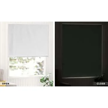 LazBlinds 100% Blackout Roller Shades, No Tools No Drill Cordless Blinds for Windows, Thermal Insulated UV Protection Privacy Window Shades for Bedroom (36''W x 72''H, White)