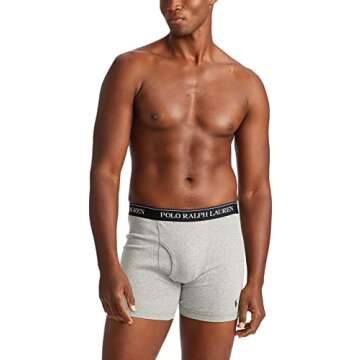 POLO RALPH LAUREN Classic Fit w/Wicking 3-Pack Boxer Briefs Andover Heather/Madison Heather/Black MD