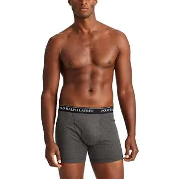 POLO RALPH LAUREN Classic Fit w/Wicking 3-Pack Boxer Briefs Andover Heather/Madison Heather/Black MD