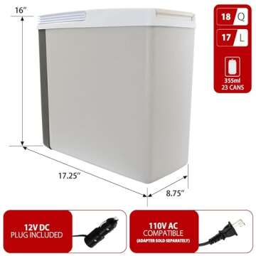 Koolatron 12V Electric Car Cooler/Warmer 17L (18 qt) - Portable Thermoelectric Fridge for Camping Travel Road Trips and Picnics - Lightweight Soft-Sided and Compact