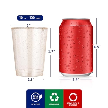 Jolly Chef 100 Pack Gold Plastic Cups - Elegant Party Tumblers