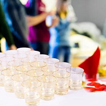 Jolly Chef 100 Pack Gold Plastic Cups - Elegant Party Tumblers
