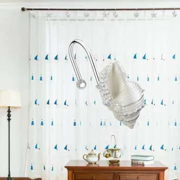 Yapicoco Shower Curtain Hooks Rings, 12PCS Pearl Shine Seashell Shower Rings， Anti Rust Decorative Shower Hooks for Beach Bathroom, Baby Room, Bedroom, Living Room Décor