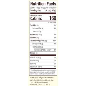Bob's Red Mill Organic Gluten Free Buckwheat Groats, 16 oz (Pack of 1) - Organic, Gluten Free, Non-GMO, Vegan, Whole Grain, Kosher