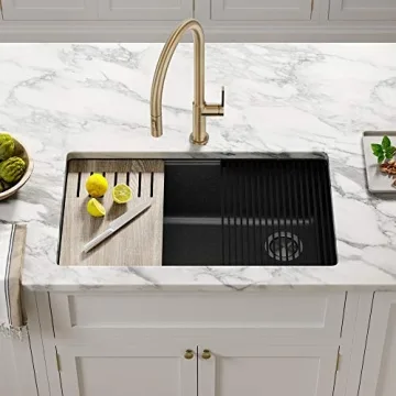 KRAUS Bellucci Undermount Workstation Sink in Metallic Black