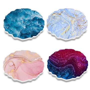 ingsi Resin Molds-10 Pcs Geode Resin Glossy Coaster Molds for Resin Casting-Druzy Silicone-Agate Slice Coasters-Cup Mats for Home Decoration